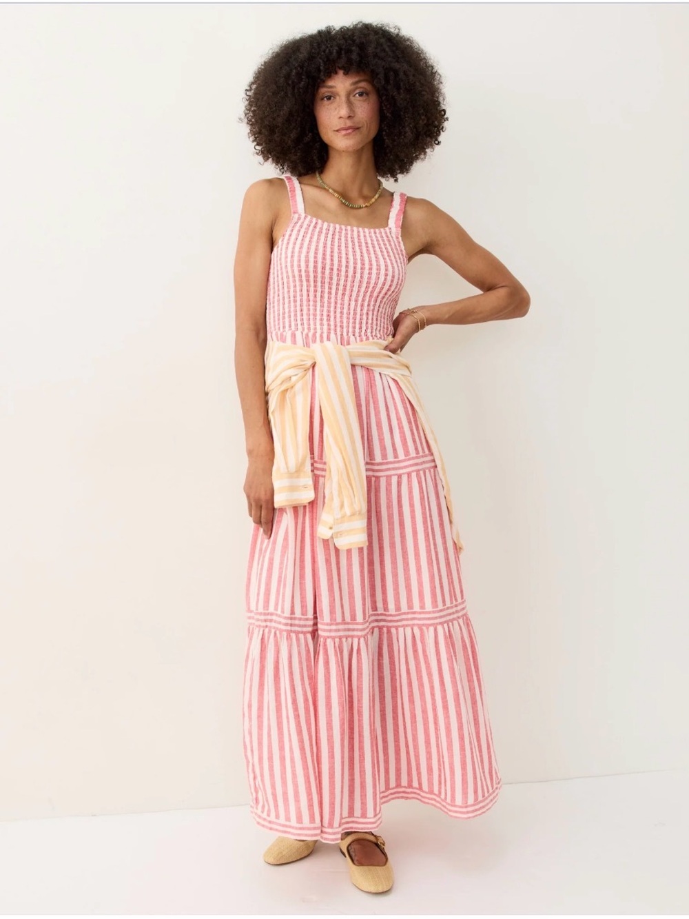 Striped Pink Maxi Marine Layer Sundress with Square Neck (Selene Dress)